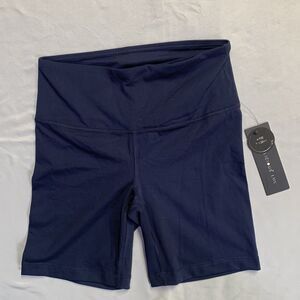 NWT Yogalicious Lux Women's High-Waist Biker Shorts Size Small Navy Blue